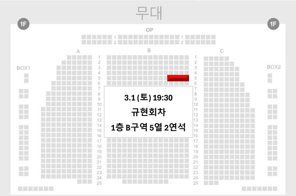 [규현회차] 3.1 (토) 웃는남자 막공 1층 B구역 5열 2연석 양도